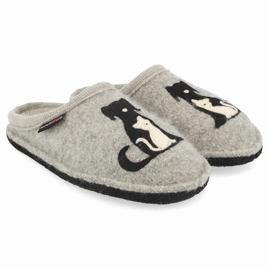 Chaussons Novelty Haflinger Canegatto Femme Argent Grise | ZGK6060LF