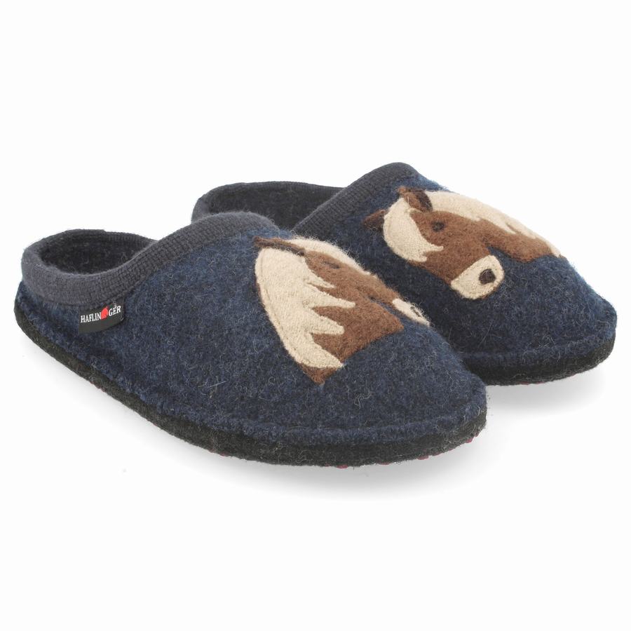 Chaussons Novelty Haflinger Poni Femme Bleu | DEZ3473FG