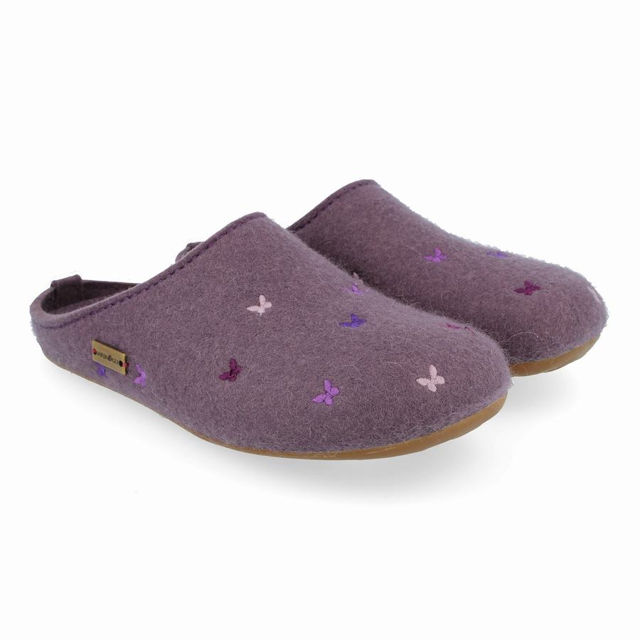 Chaussons à semelle souple Haflinger Farfalline Femme Violette | YVE6356HX