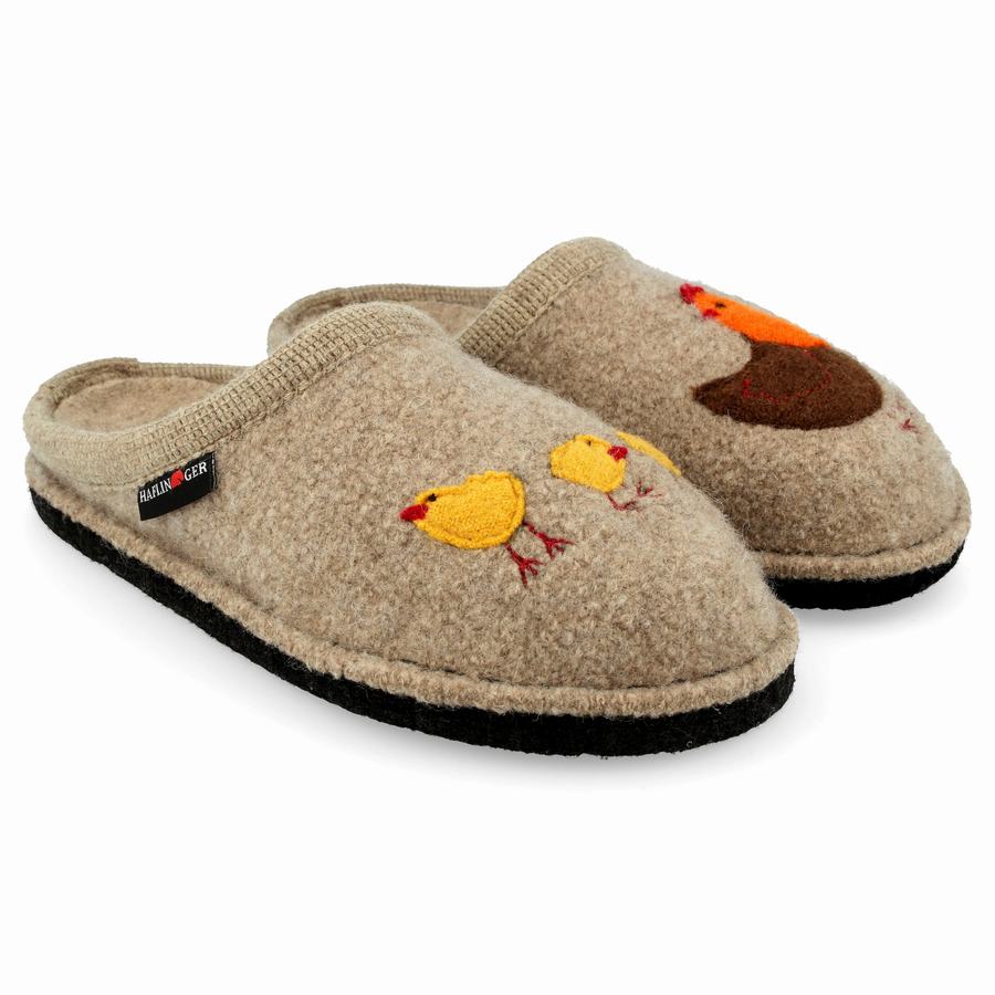 Chaussons à semelle souple Haflinger Gallina Homme Beige | RAM1422UW