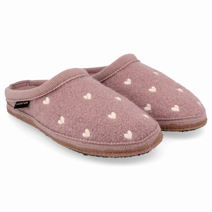 Chaussons à semelle souple Haflinger Hearts Femme Rose | VLE2683CH