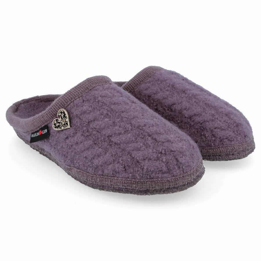 Chaussons à semelle souple Haflinger Herzerl Femme Violette | LJP494YX