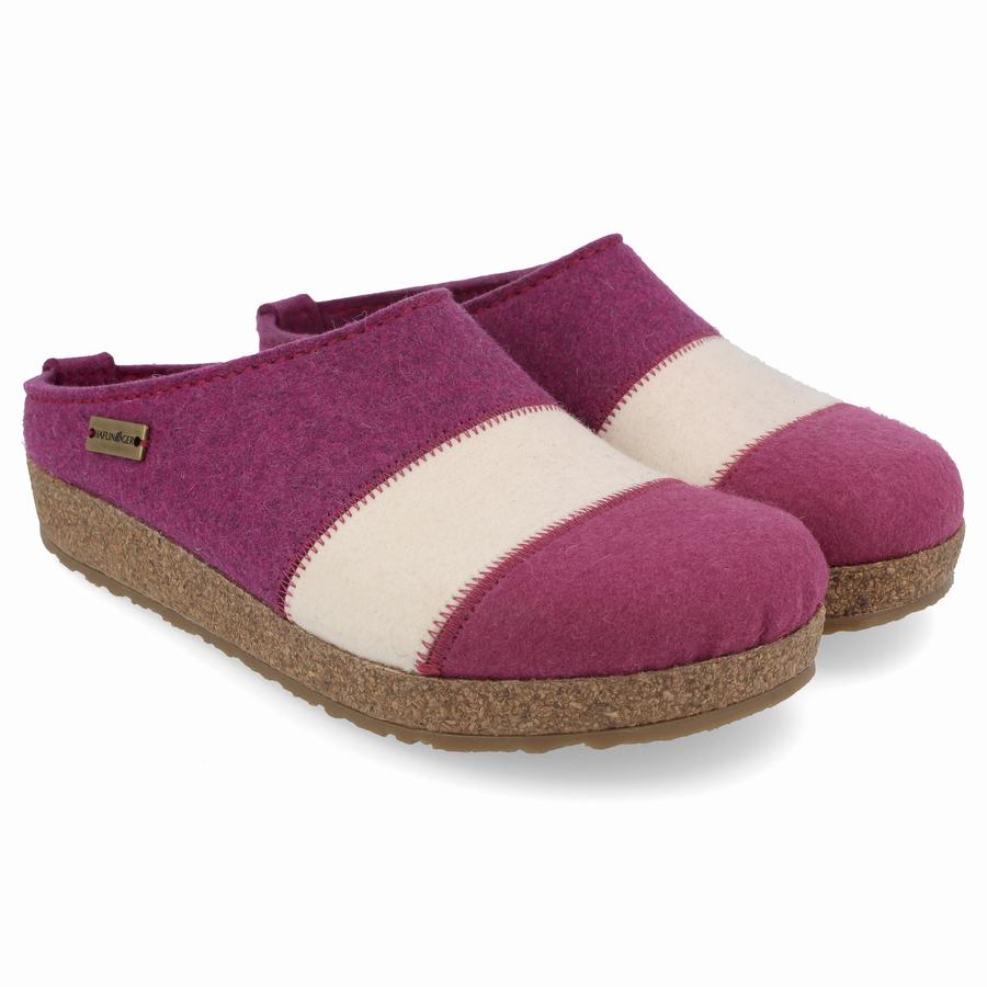 Sabots Haflinger Lines Femme Violette Blanche | GVC6593JL