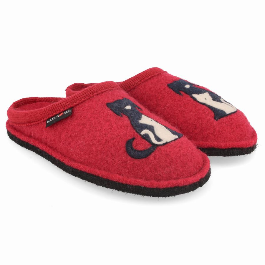 Chaussons Novelty Haflinger Canegatto Femme Rouge | JLZ3732LG