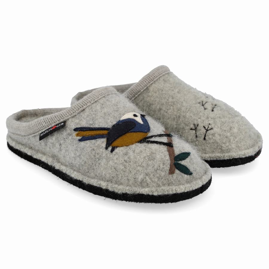 Chaussons Novelty Haflinger Songbird Femme Argent Grise | PDE1698VE