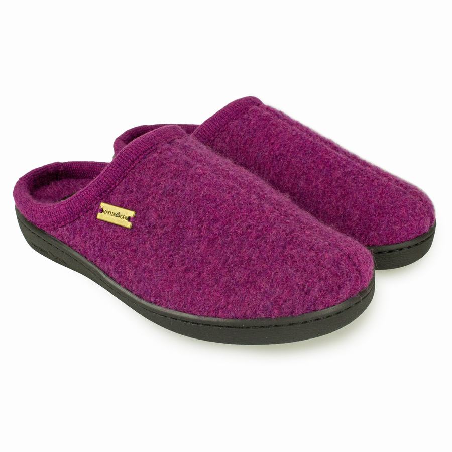 Chaussons à semelle dure Haflinger At Femme Violette | CQX2462RV