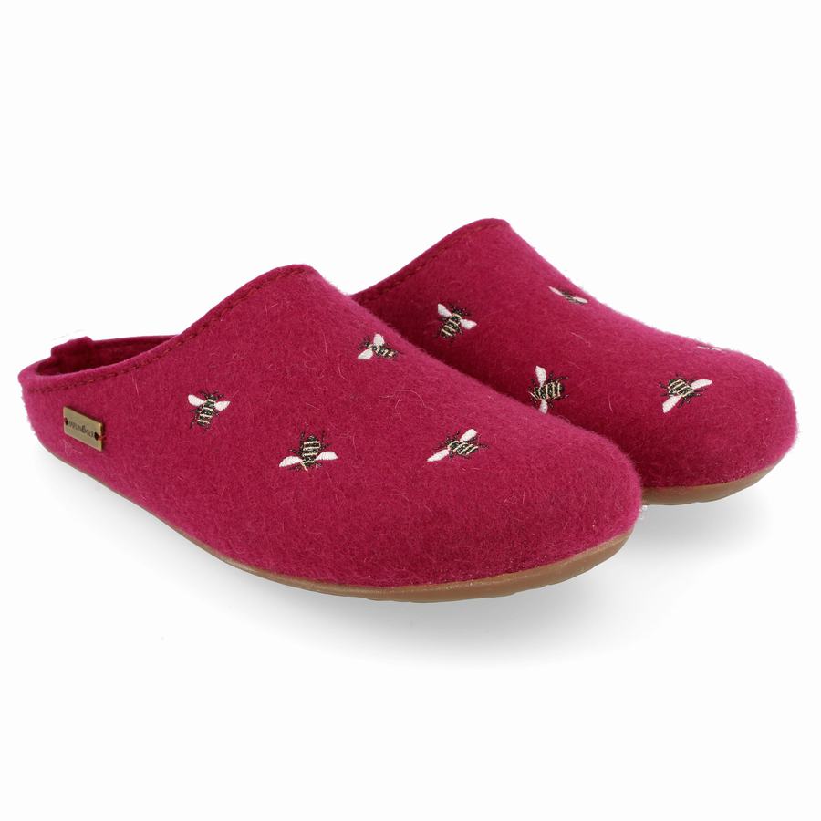 Chaussons à semelle souple Haflinger Api Femme Rose Rouge | BDN3264ZD