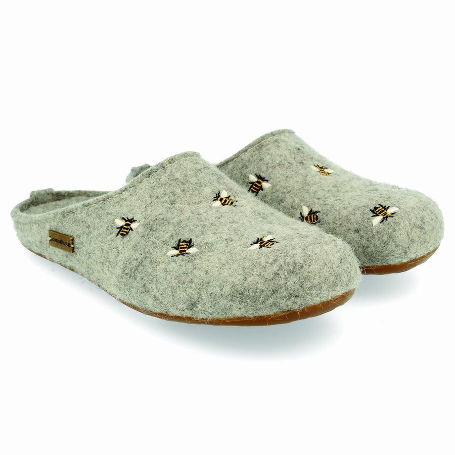 Chaussons à semelle souple Haflinger Api Homme Argent Grise | NWS3361SU