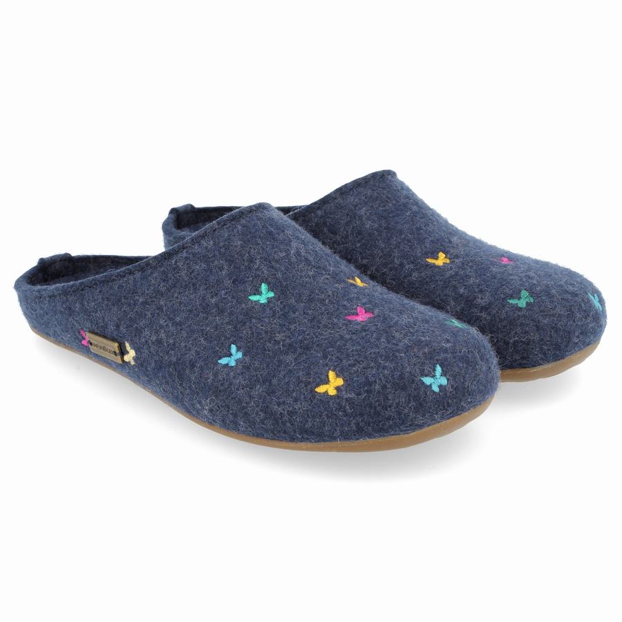 Chaussons à semelle souple Haflinger Farfalline Homme Bleu | EZS1220AS