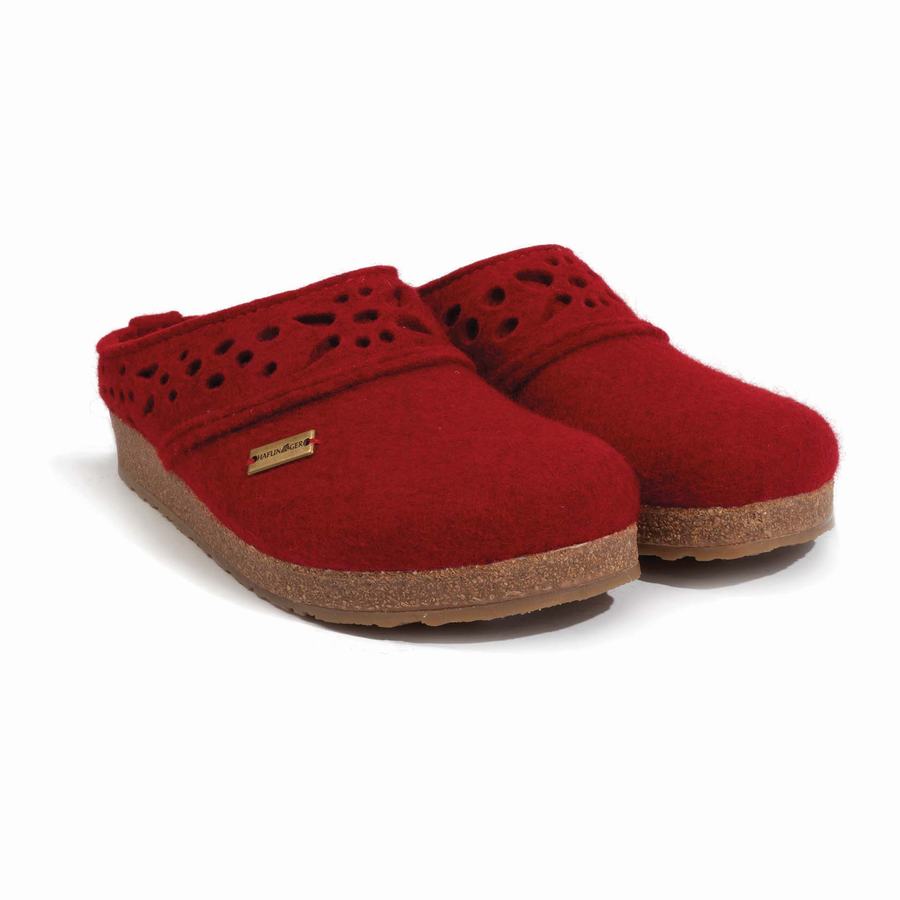 Sabots Haflinger Lacey Femme Rouge | XMH2143PH