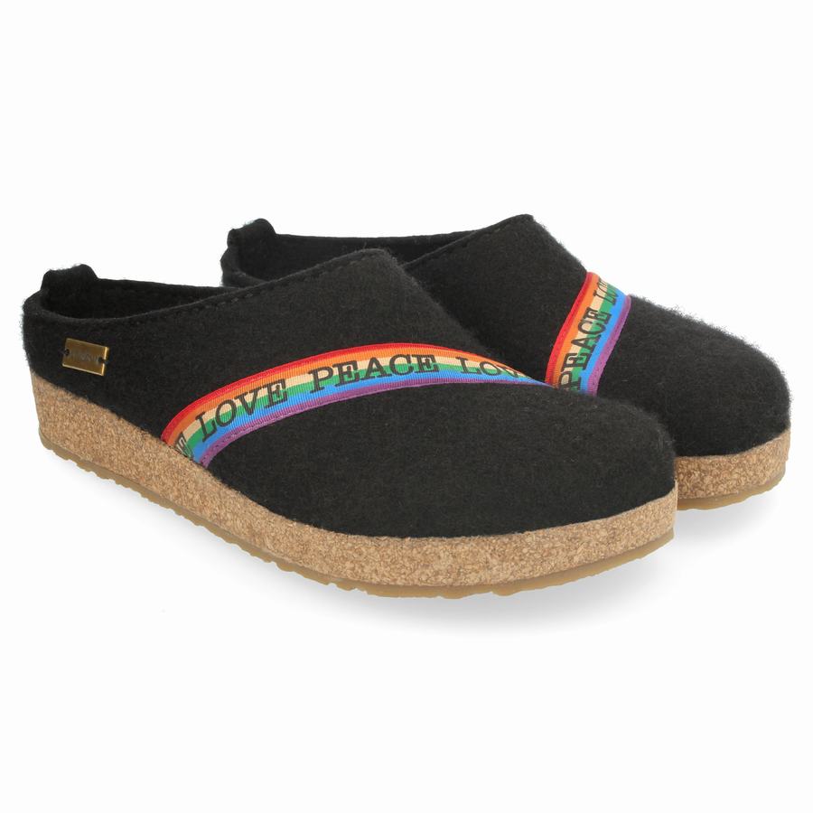 Sabots Haflinger Rainbow Femme Noir | XKG7075MU